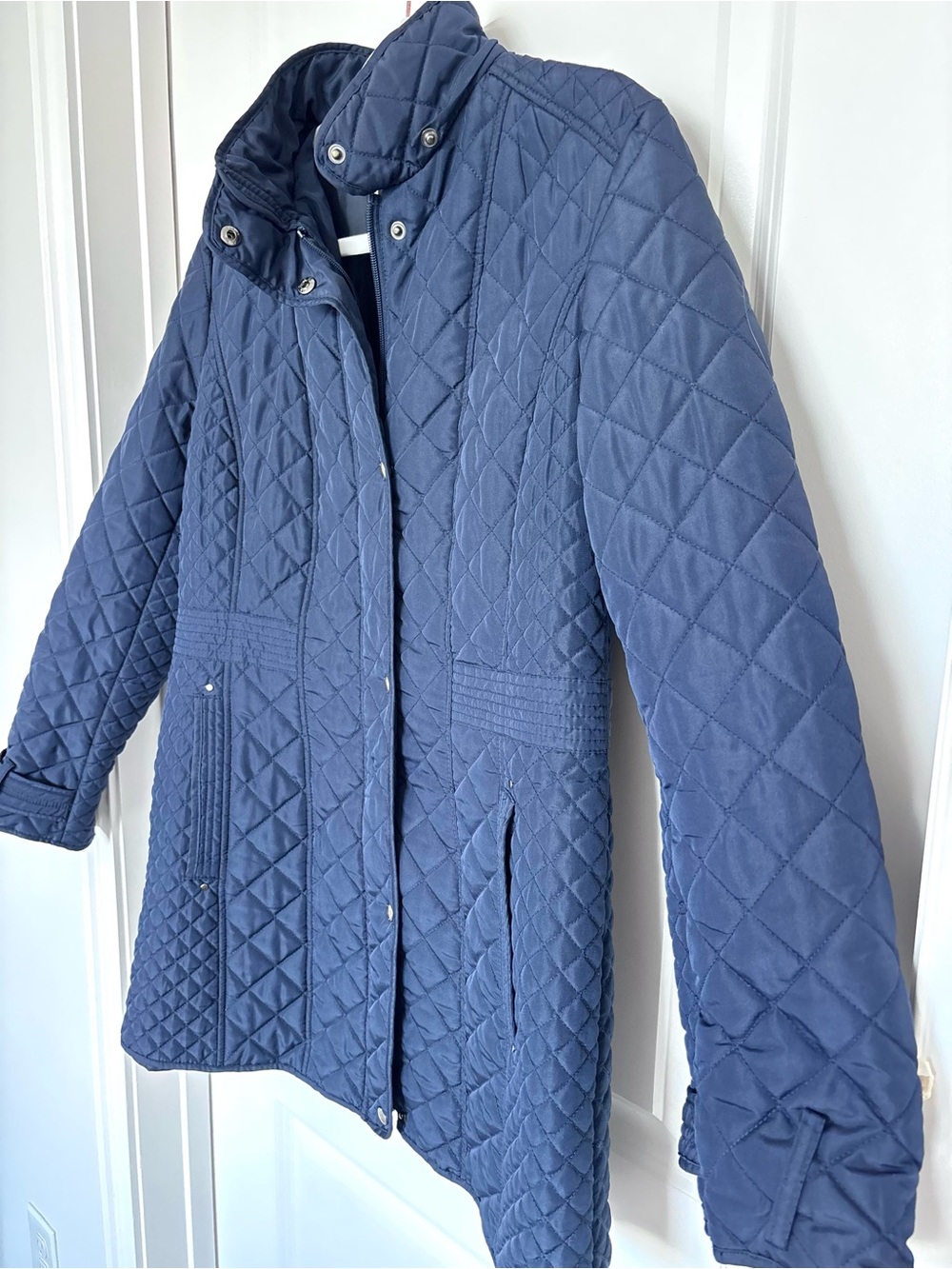 Weatherproof Navy Diamond Quilted Walker Barn Jacket Utility Puffer Coat Large - Picture 6 of 15